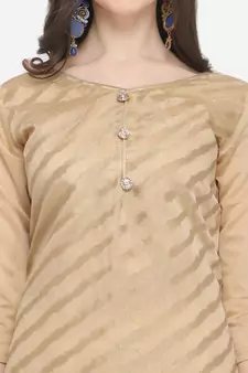 Beige Silk blend Jacquard Work Unstitched Dress Material For Women's