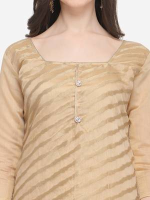 Beige Silk blend Jacquard Work Unstitched Dress Material For Women's 2