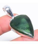Nephrite Jade Gemstone  Silver Jewelry Pendant 1.9"