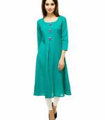 Green plain cotton kurti