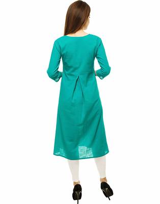 Green plain cotton kurti 3