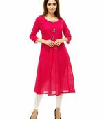 Rani-pink plain cotton kurti