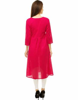 Rani-pink plain cotton kurti 3