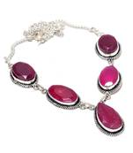Ruby Gemstone Ethnic  Silver Jewelry Necklace 18 Inches