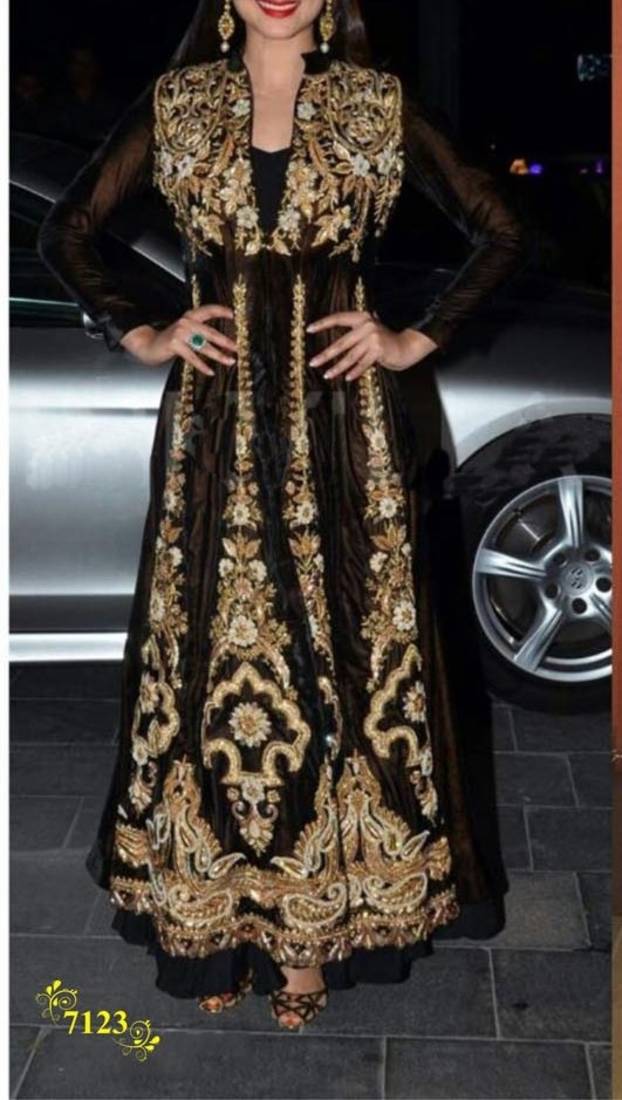 Gauhar Khan Bollywood Replica Designer Black Anarkali Salwaar Suit