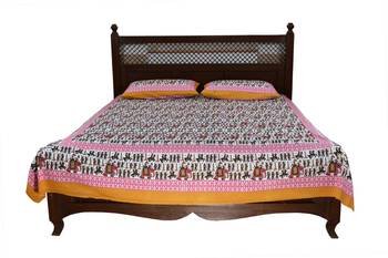 Multicolor Sanganeri Cotton Printed Double Bed Size Bedsheet 1