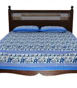 Blue Sanganeri Cotton Printed Double Bed Size Bedsheet