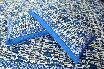 Blue Sanganeri Cotton Printed Double Bed Size Bedsheet 3