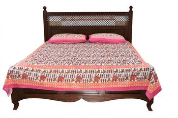 Multicolor Sanganeri Cotton Printed Double Bed Size Bedsheet 1