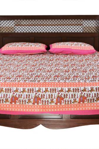 Multicolor Sanganeri Cotton Printed Double Bed Size Bedsheet