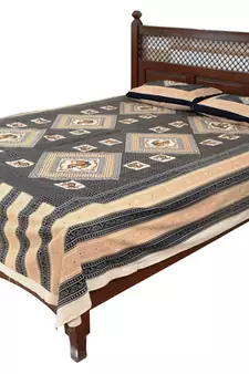 Black Sanganeri Cotton Printed Double Bed Size Bedsheet