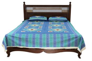 Blue Sanganeri Cotton Printed Double Bed Size Bedsheet 1
