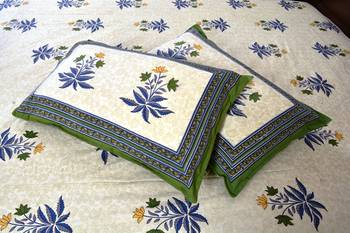 Beige Sanganeri Cotton Printed Double Bed Size Bedsheet 3