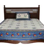 Beige Sanganeri Cotton Printed Double Bed Size Bedsheet