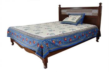 Beige Sanganeri Cotton Printed Double Bed Size Bedsheet 2