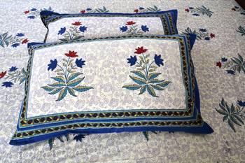 Beige Sanganeri Cotton Printed Double Bed Size Bedsheet 3
