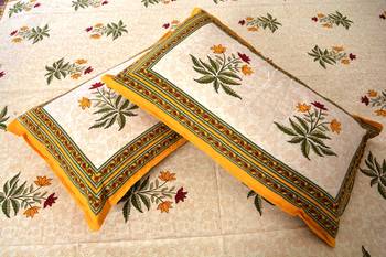 Beige Sanganeri Cotton Printed Double Bed Size Bedsheet 3