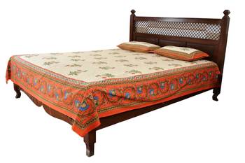 Beige Sanganeri Cotton Printed Double Bed Size Bedsheet 2