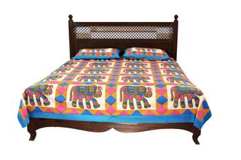 Multicolor Sanganeri Cotton Printed Double Bed Size Bedsheet 1