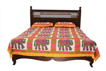 Multicolor Sanganeri Cotton Printed Double Bed Size Bedsheet 1