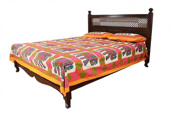 Multicolor Sanganeri Cotton Printed Double Bed Size Bedsheet 2