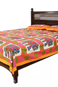 Multicolor Sanganeri Cotton Printed Double Bed Size Bedsheet