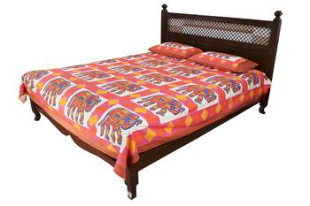 Multicolor Sanganeri Cotton Printed Double Bed Size Bedsheet 2