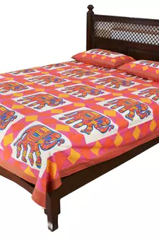 Multicolor Sanganeri Cotton Printed Double Bed Size Bedsheet