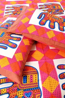 Multicolor Sanganeri Cotton Printed Double Bed Size Bedsheet