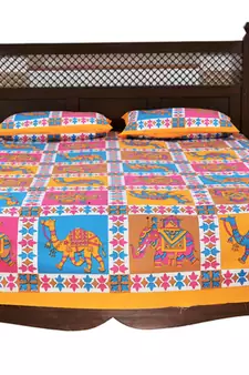 Multicolor Sanganeri Cotton Printed Double Bed Size Bedsheet