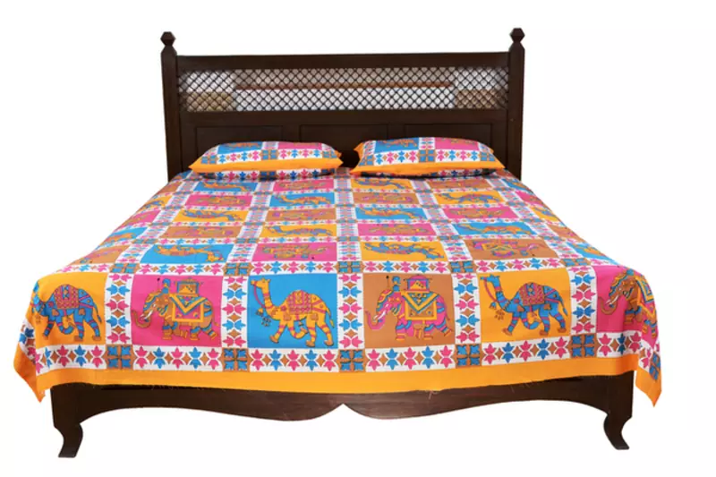 Multicolor Sanganeri Cotton Printed Double Bed Size Bedsheet