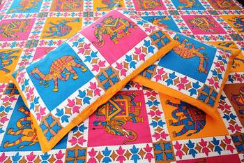 Multicolor Sanganeri Cotton Printed Double Bed Size Bedsheet 3