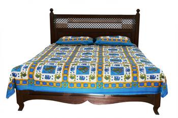 Multicolor Sanganeri Cotton Printed Double Bed Size Bedsheet 1