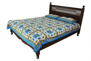 Multicolor Sanganeri Cotton Printed Double Bed Size Bedsheet 2