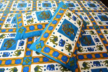 Multicolor Sanganeri Cotton Printed Double Bed Size Bedsheet 3