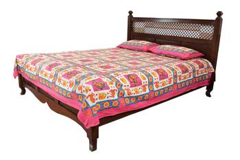 Multicolor Sanganeri Cotton Printed Double Bed Size Bedsheet 2