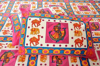 Multicolor Sanganeri Cotton Printed Double Bed Size Bedsheet 3