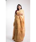 Gold Tissue Linen Saree With Blouse