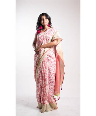 Multicolor Screen Print Saree With Blouse 1