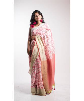 Multicolor Screen Print Saree With Blouse 2