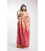 Multicolor Printed Linen Saree With Blouse