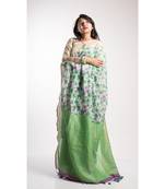 Multicolor Printed Linen Saree With Blouse