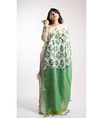 Multicolor Printed Linen Saree With Blouse