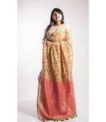 Multicolor Printed Linen Saree With Blouse