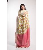 Multicolor Printed Linen Saree With Blouse