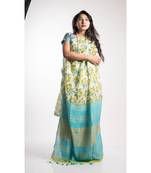 Multicolor Printed Linen Saree With Blouse