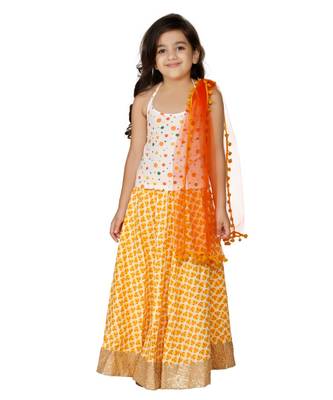 Orange Halter Neck lehenga choli Set 1