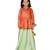 Peach Jacquard peplum Jacket and Lehnga Set