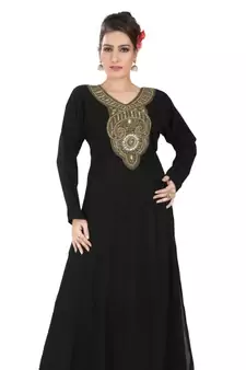 Black embroidered georgette islamic kaftan