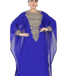 Blue embroidered georgette islamic kaftan